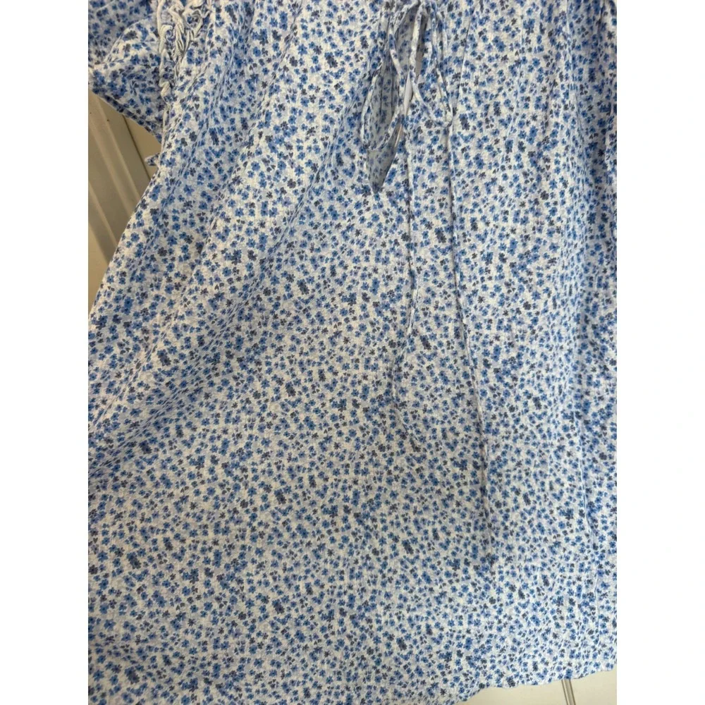 NWT Gap Ruffle‎ Zen Light Blue Floral Top size xxl